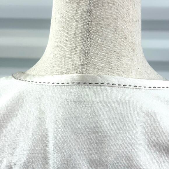 Sigrid Olsen Jacket, Cream Full Zip Blazer, Satin Trim, Women’s Size 14 - Picture 4 of 7